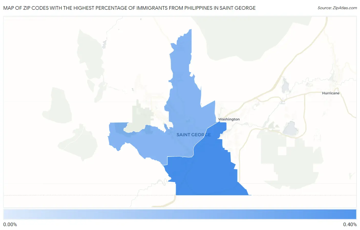 Zip Codes with the Highest Percentage of Immigrants from Philippines in Saint George Map