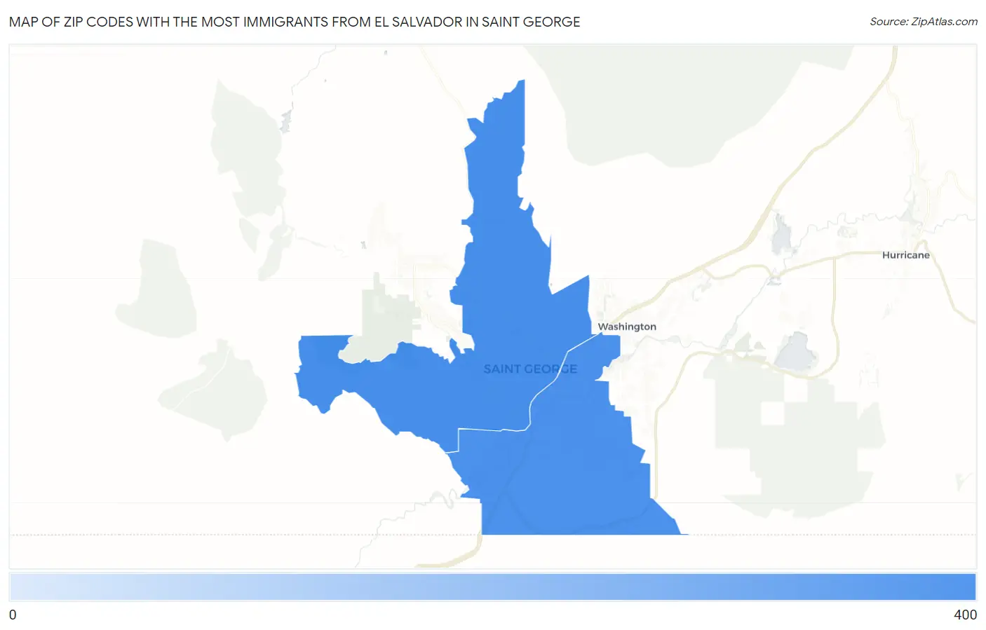 Zip Codes with the Most Immigrants from El Salvador in Saint George Map