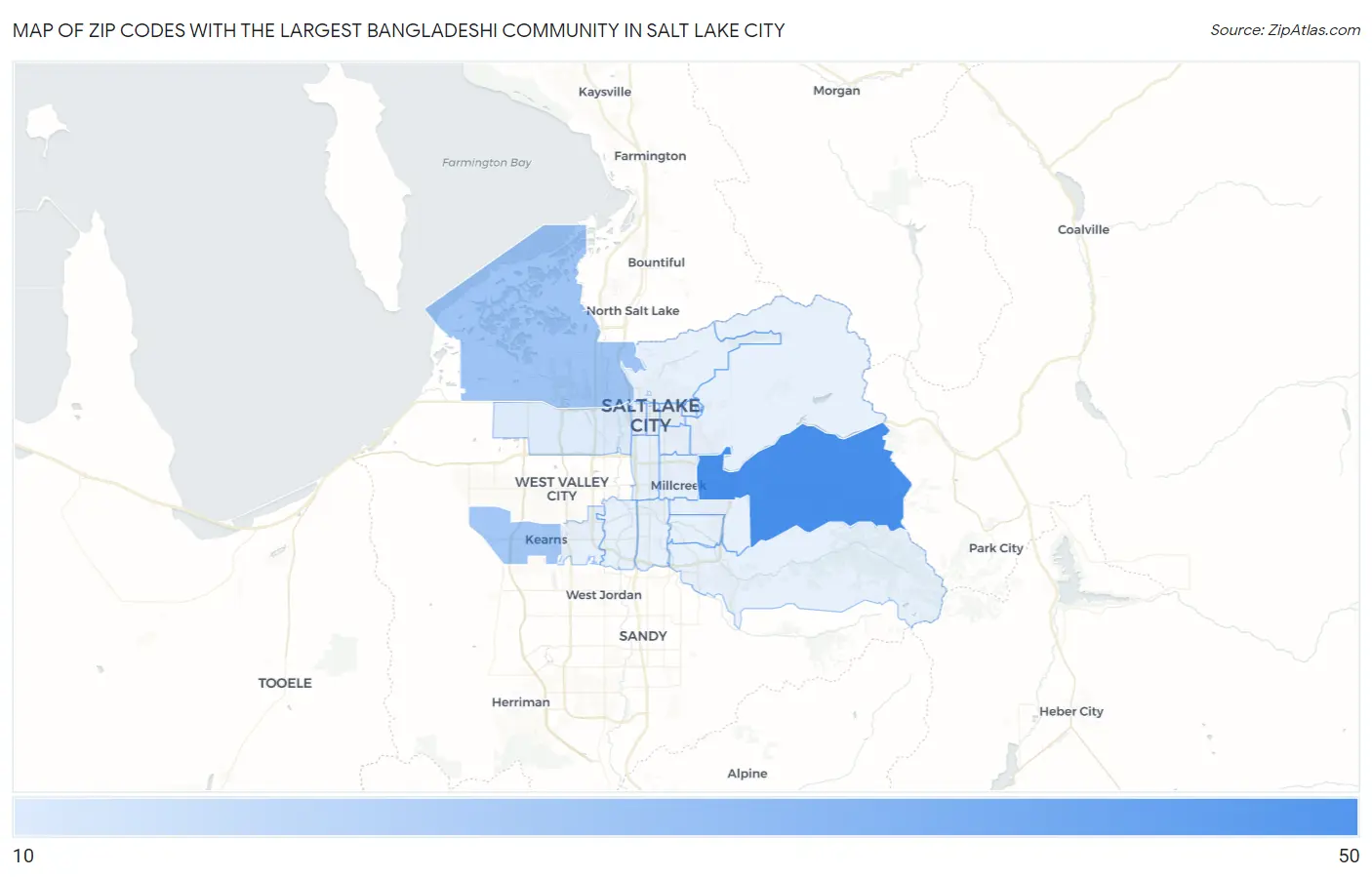 Zip Codes with the Largest Bangladeshi Community in Salt Lake City Map