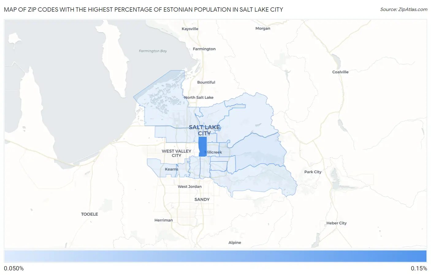 Zip Codes with the Highest Percentage of Estonian Population in Salt Lake City Map