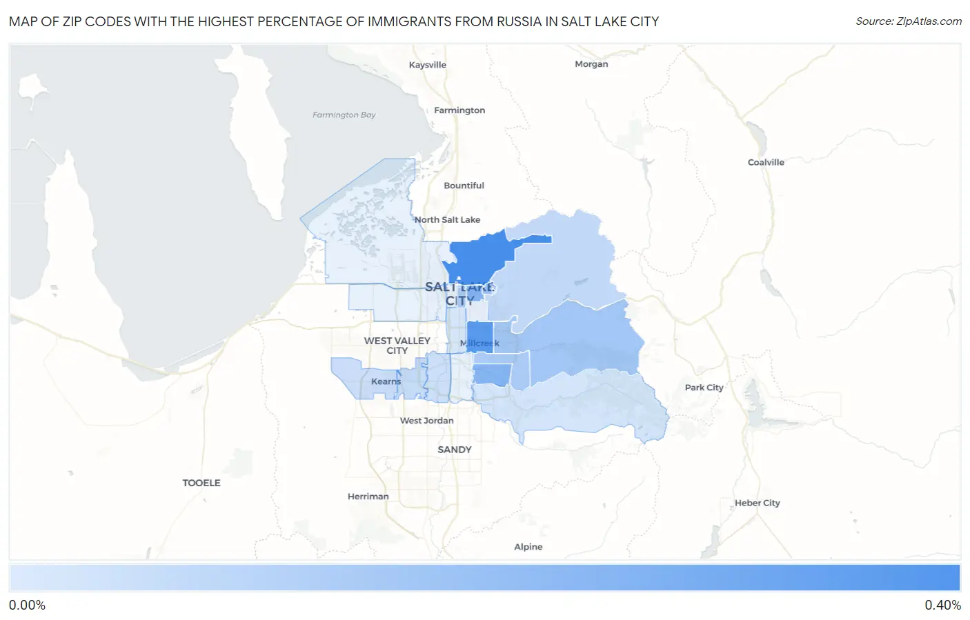 Zip Codes with the Highest Percentage of Immigrants from Russia in Salt Lake City Map