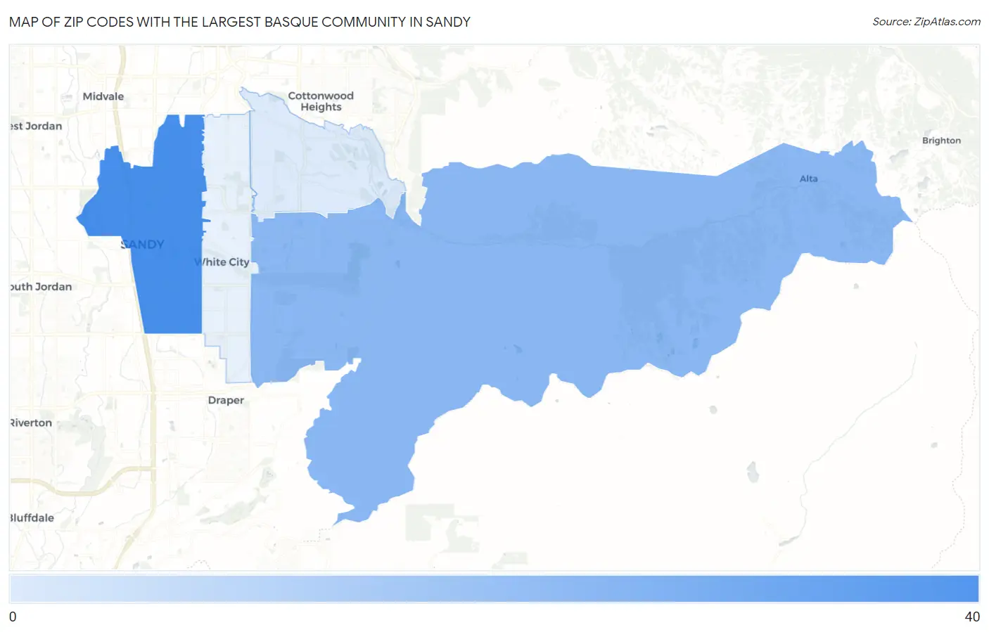 Zip Codes with the Largest Basque Community in Sandy Map