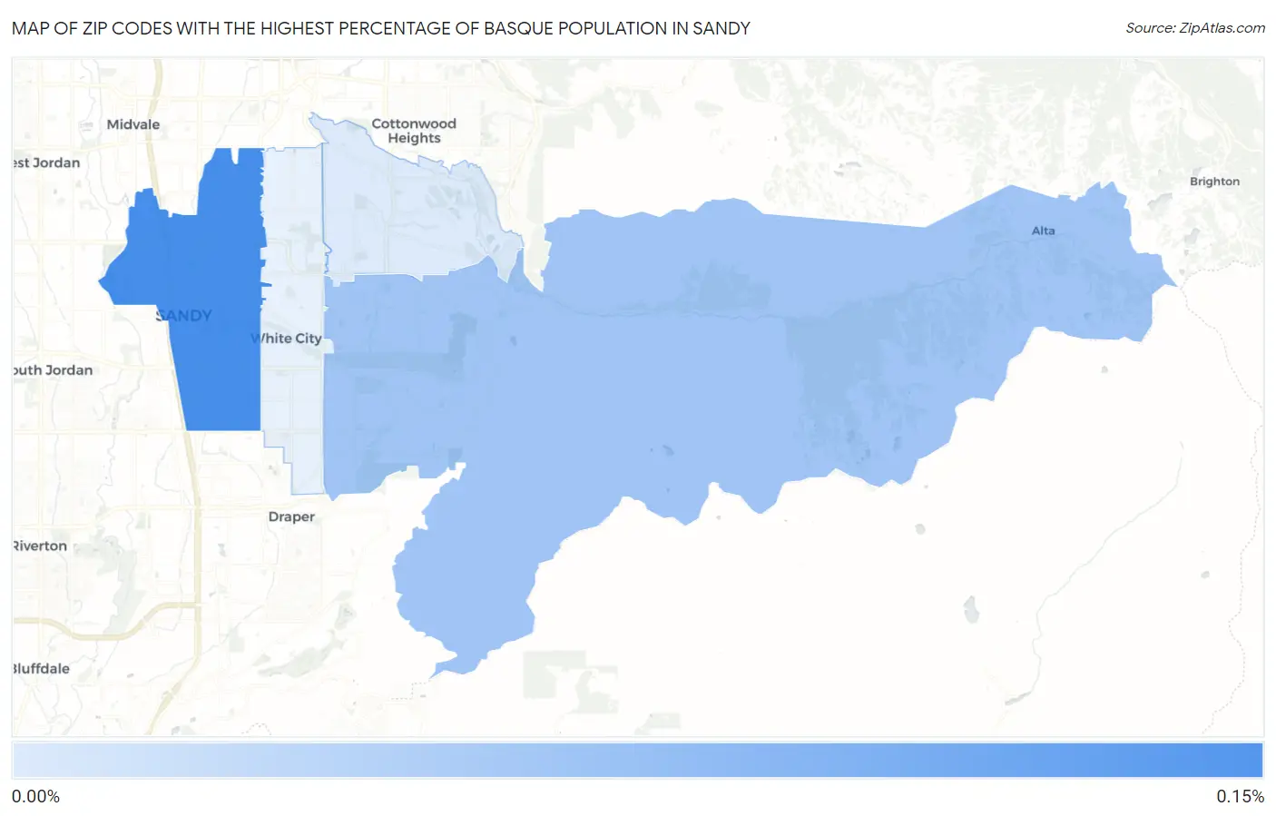 Zip Codes with the Highest Percentage of Basque Population in Sandy Map