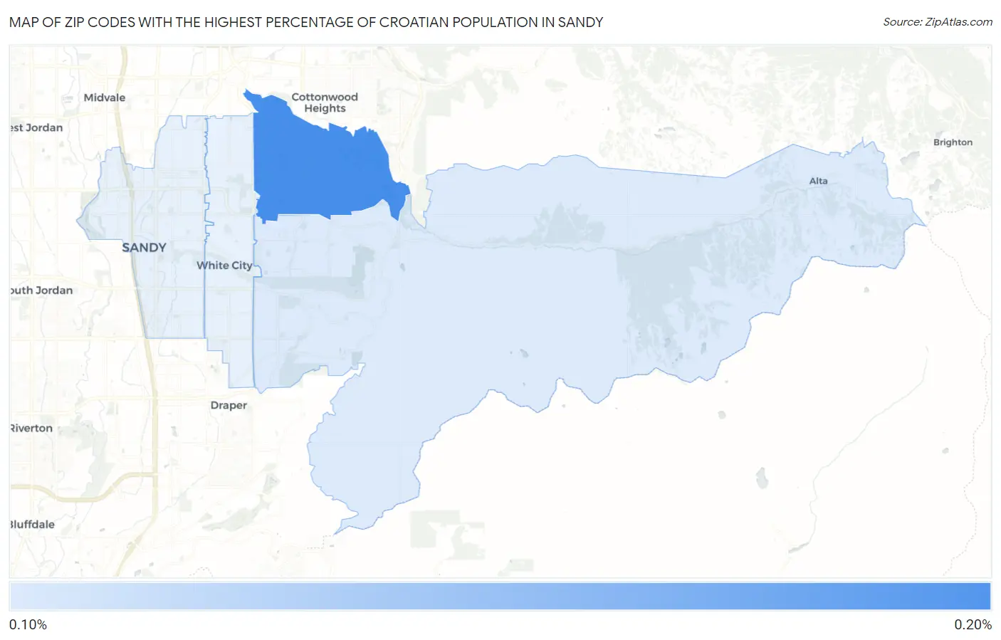 Zip Codes with the Highest Percentage of Croatian Population in Sandy Map