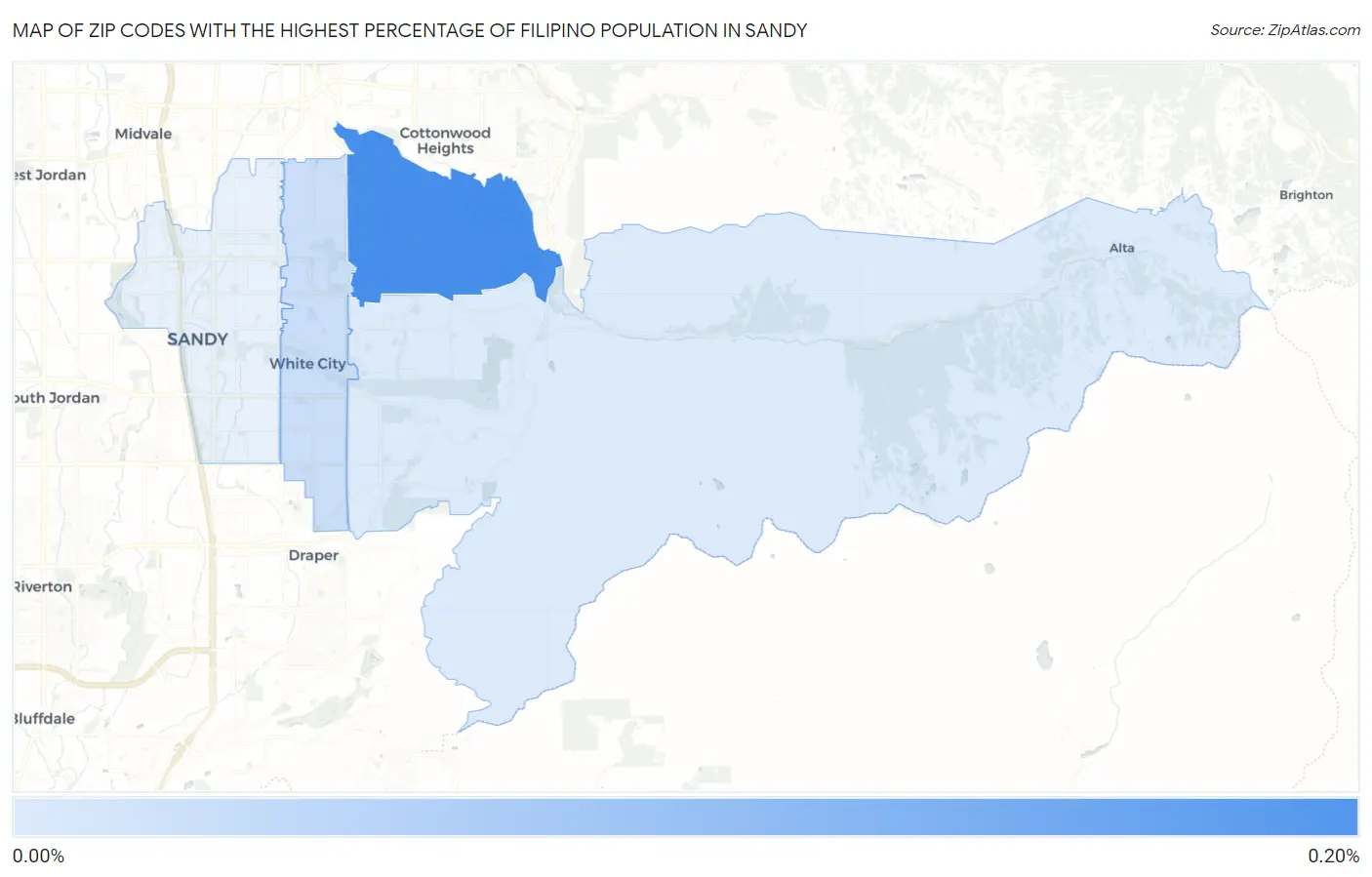 Zip Codes with the Highest Percentage of Filipino Population in Sandy Map