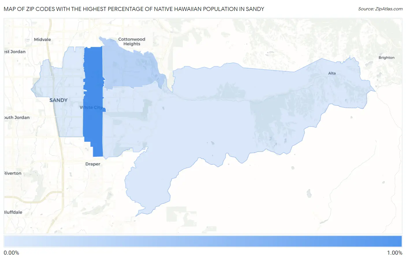 Zip Codes with the Highest Percentage of Native Hawaiian Population in Sandy Map