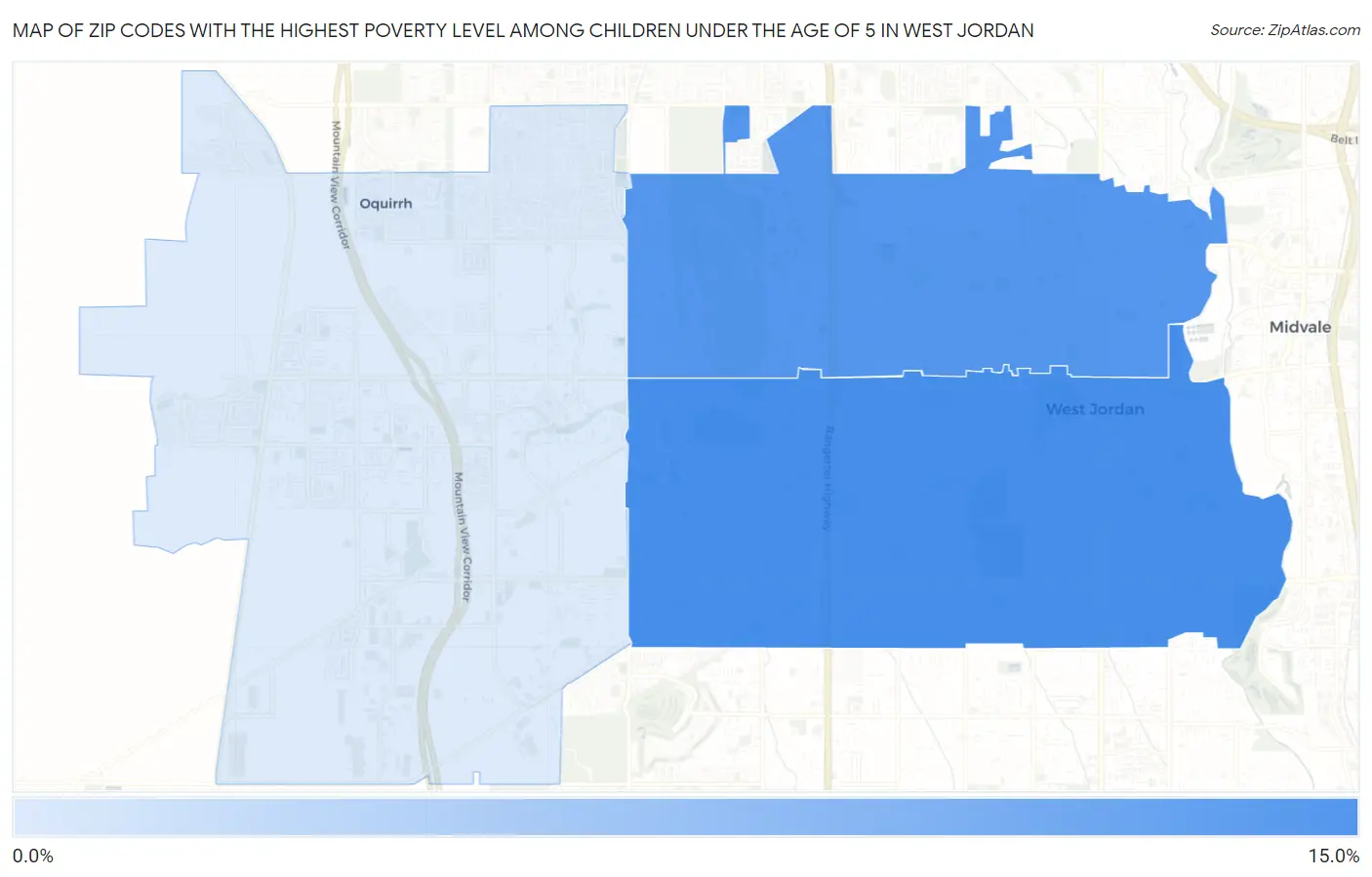 Zip Codes with the Highest Poverty Level Among Children Under the Age of 5 in West Jordan Map