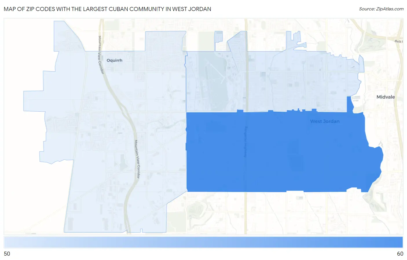 Zip Codes with the Largest Cuban Community in West Jordan Map