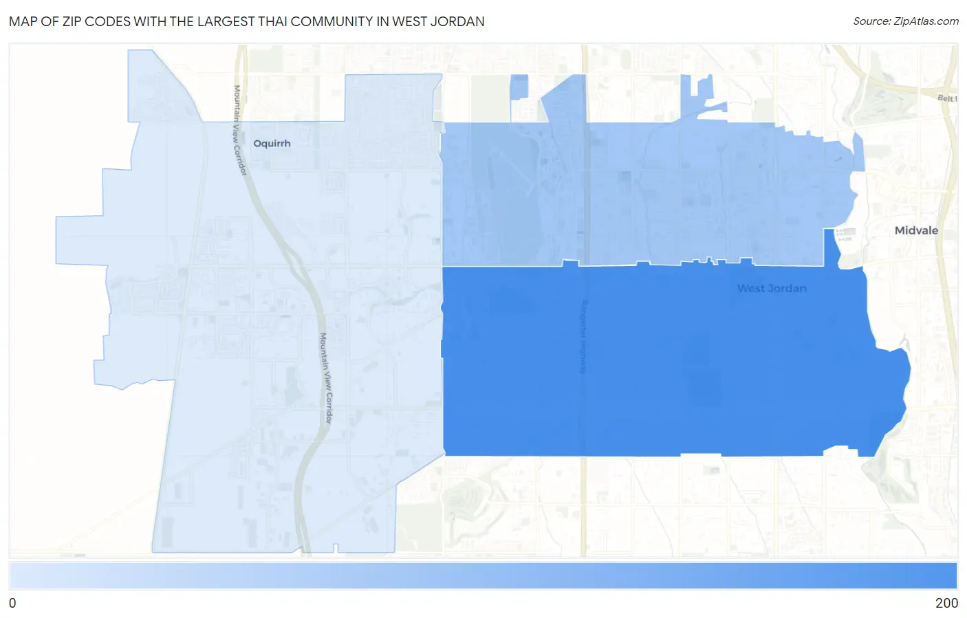 Zip Codes with the Largest Thai Community in West Jordan Map