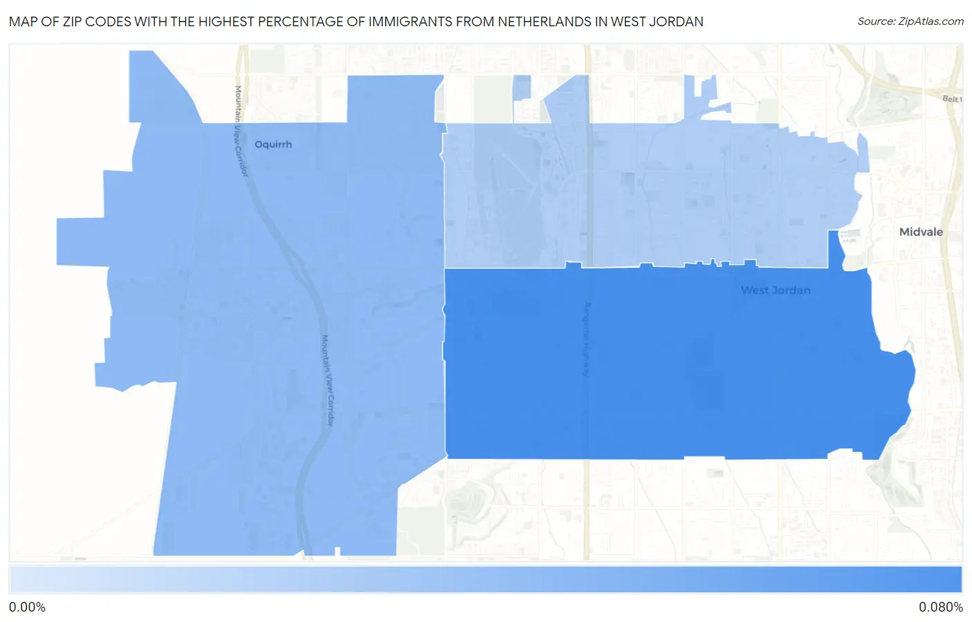 Zip Codes with the Highest Percentage of Immigrants from Netherlands in West Jordan Map