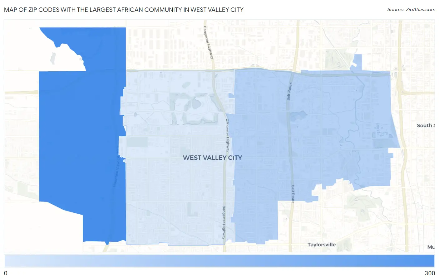 Zip Codes with the Largest African Community in West Valley City Map