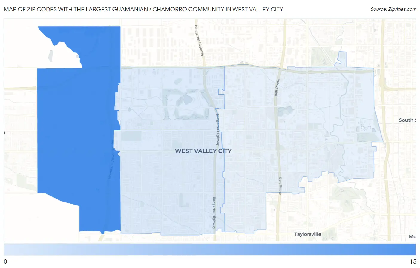Zip Codes with the Largest Guamanian / Chamorro Community in West Valley City Map