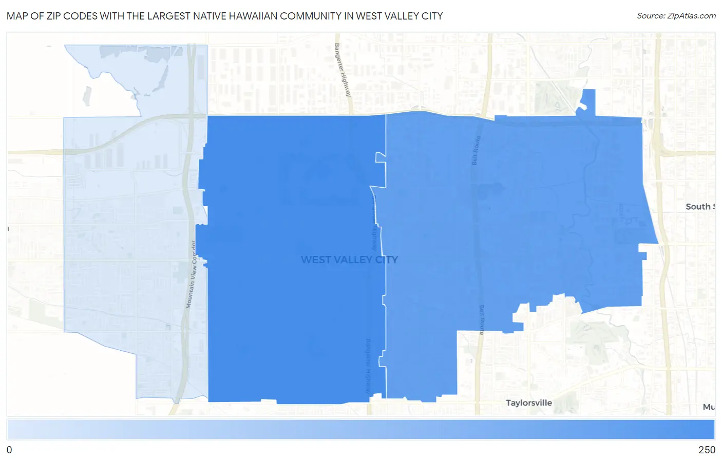 Zip Codes with the Largest Native Hawaiian Community in West Valley City Map