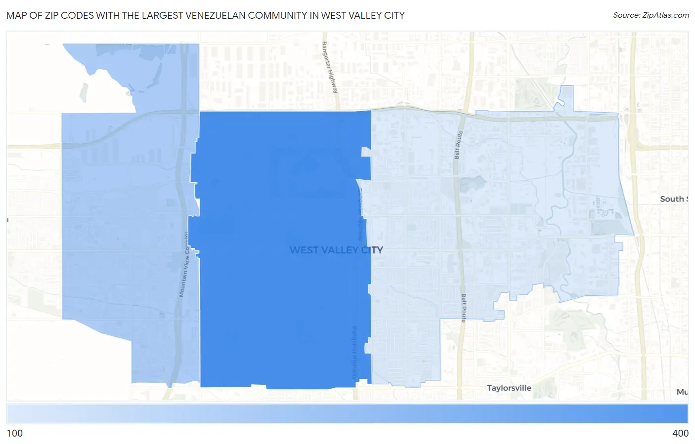 Zip Codes with the Largest Venezuelan Community in West Valley City Map