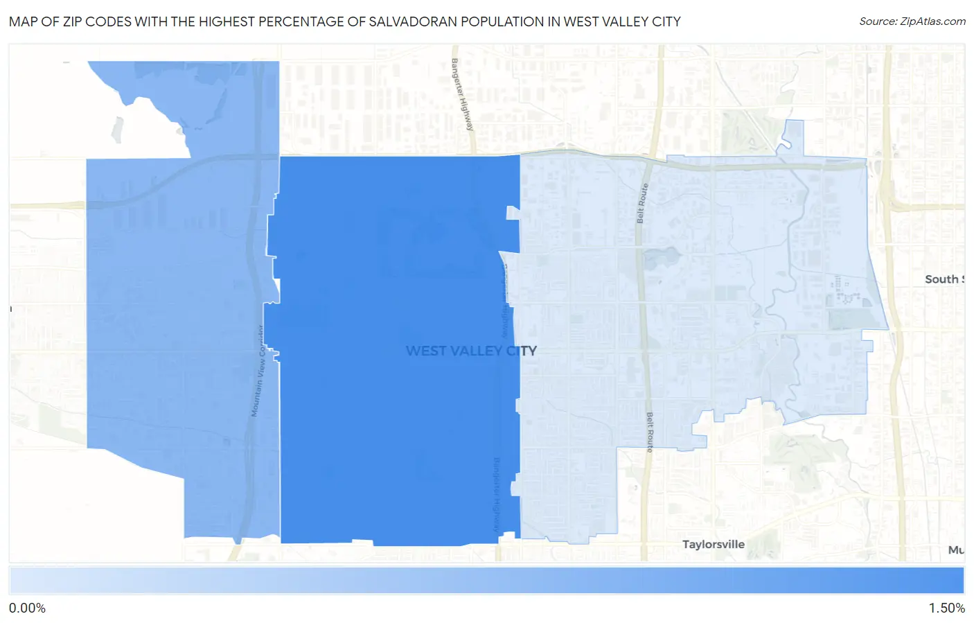 Zip Codes with the Highest Percentage of Salvadoran Population in West Valley City Map