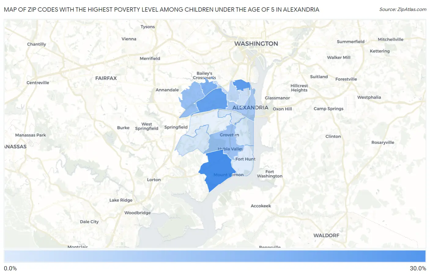 Zip Codes with the Highest Poverty Level Among Children Under the Age of 5 in Alexandria Map