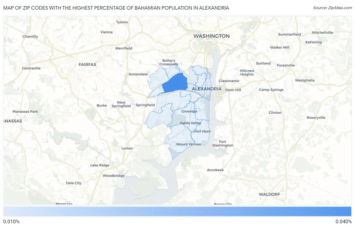 Zip Codes with the Highest Percentage of Bahamian Population in Alexandria Map