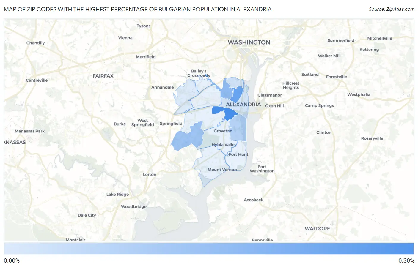 Zip Codes with the Highest Percentage of Bulgarian Population in Alexandria Map