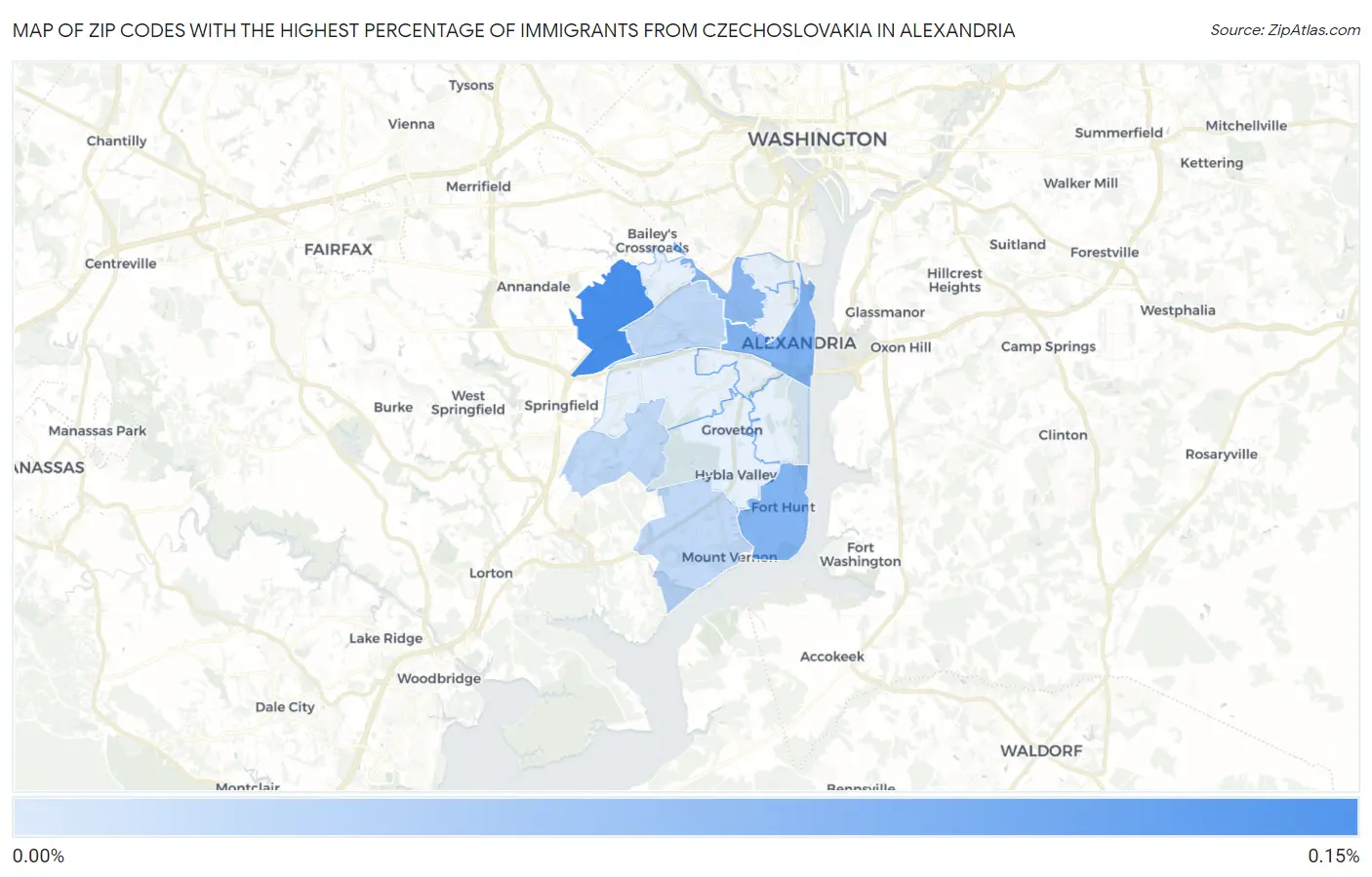 Zip Codes with the Highest Percentage of Immigrants from Czechoslovakia in Alexandria Map