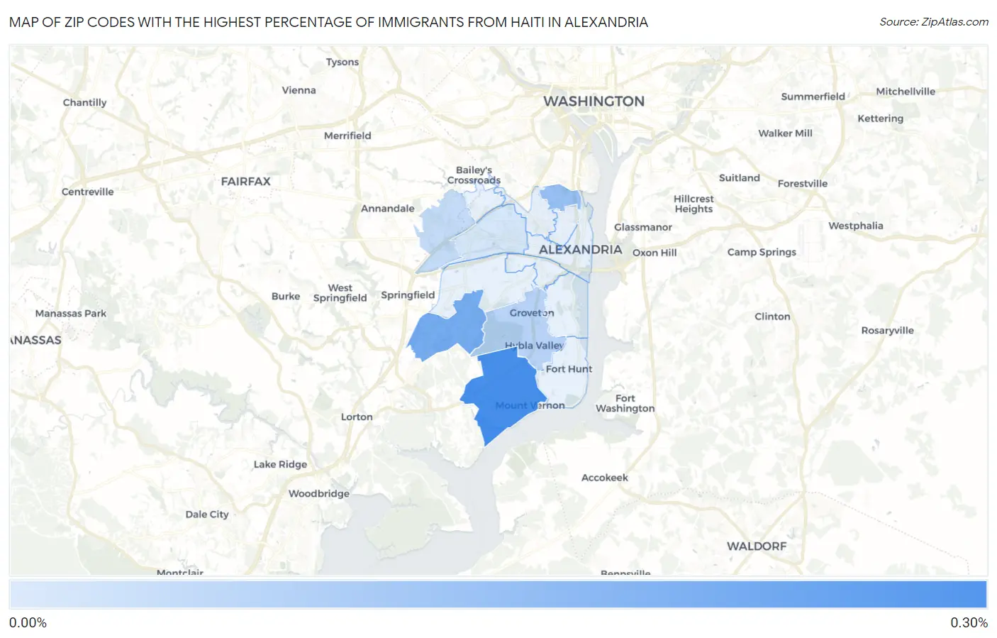 Zip Codes with the Highest Percentage of Immigrants from Haiti in Alexandria Map