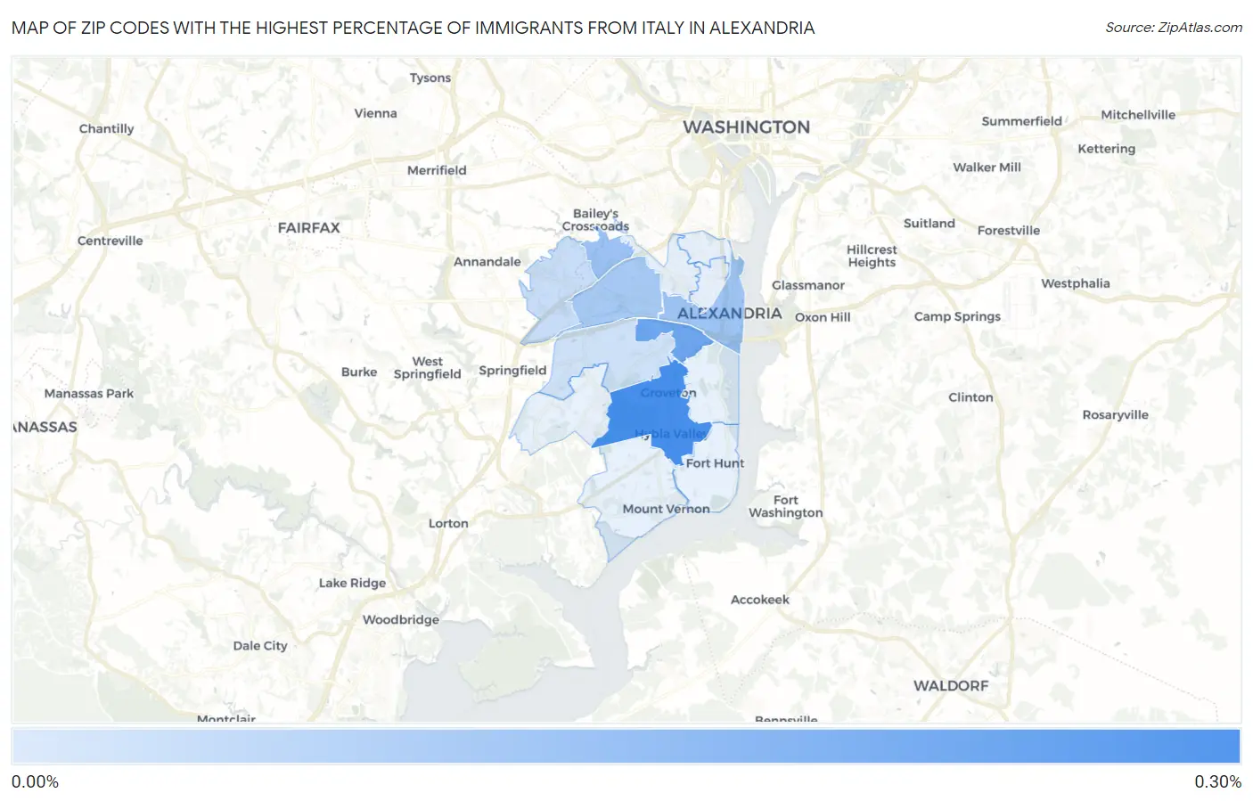 Zip Codes with the Highest Percentage of Immigrants from Italy in Alexandria Map