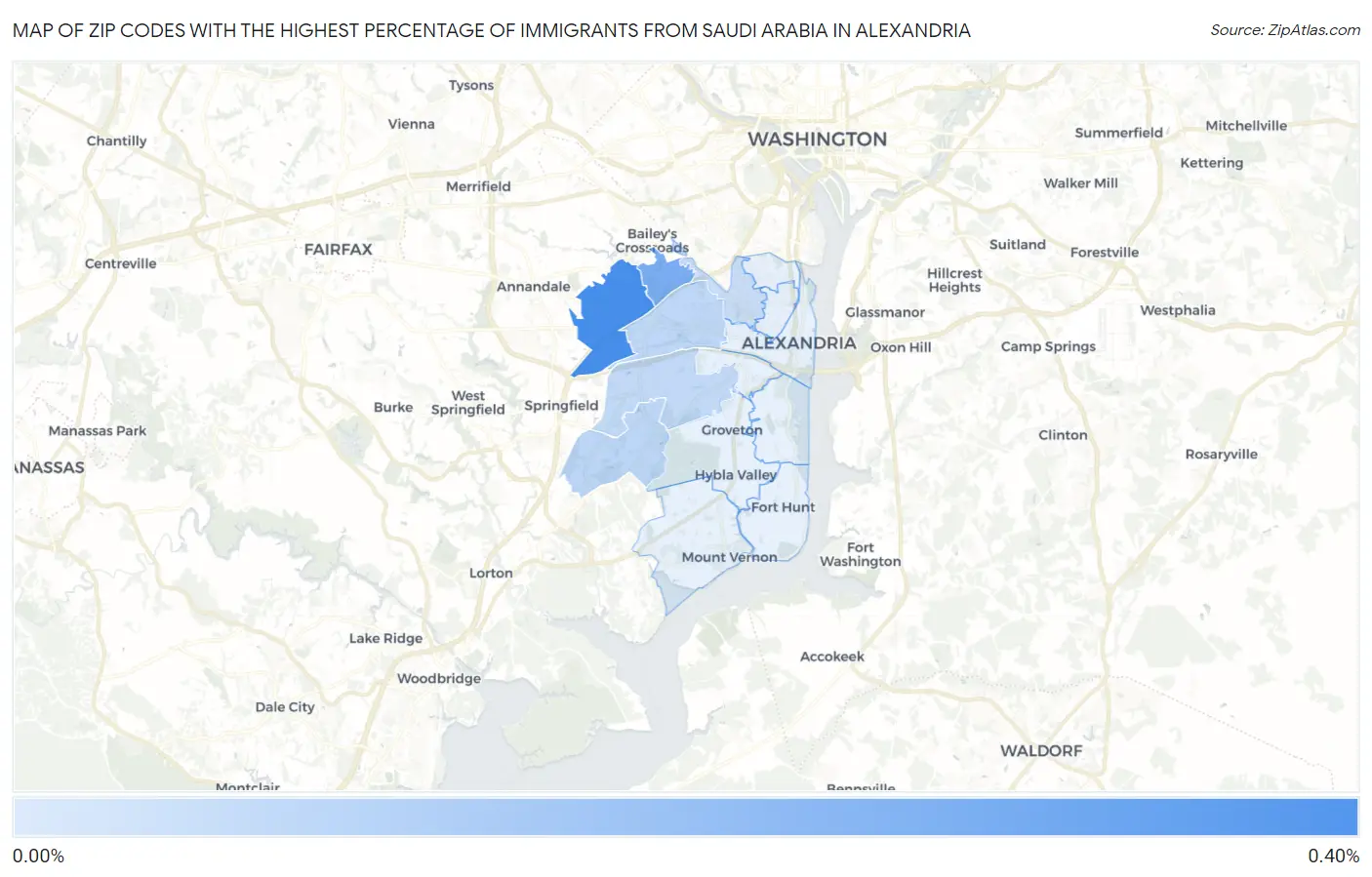 Zip Codes with the Highest Percentage of Immigrants from Saudi Arabia in Alexandria Map