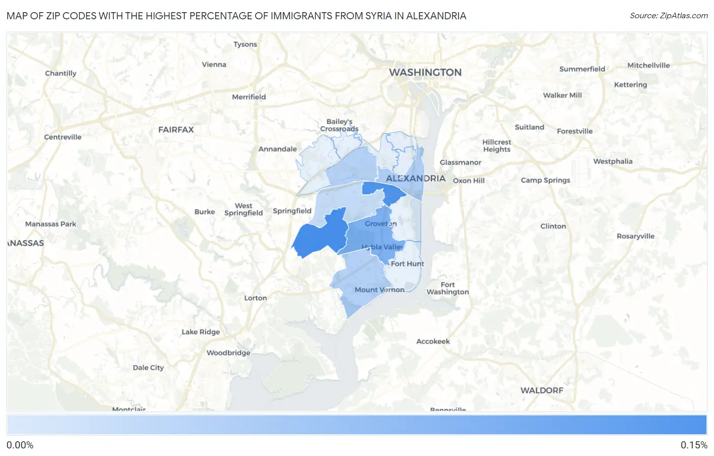Zip Codes with the Highest Percentage of Immigrants from Syria in Alexandria Map