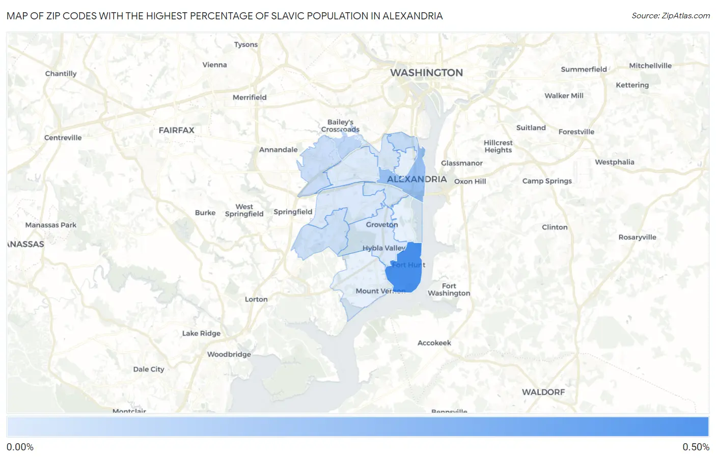 Zip Codes with the Highest Percentage of Slavic Population in Alexandria Map