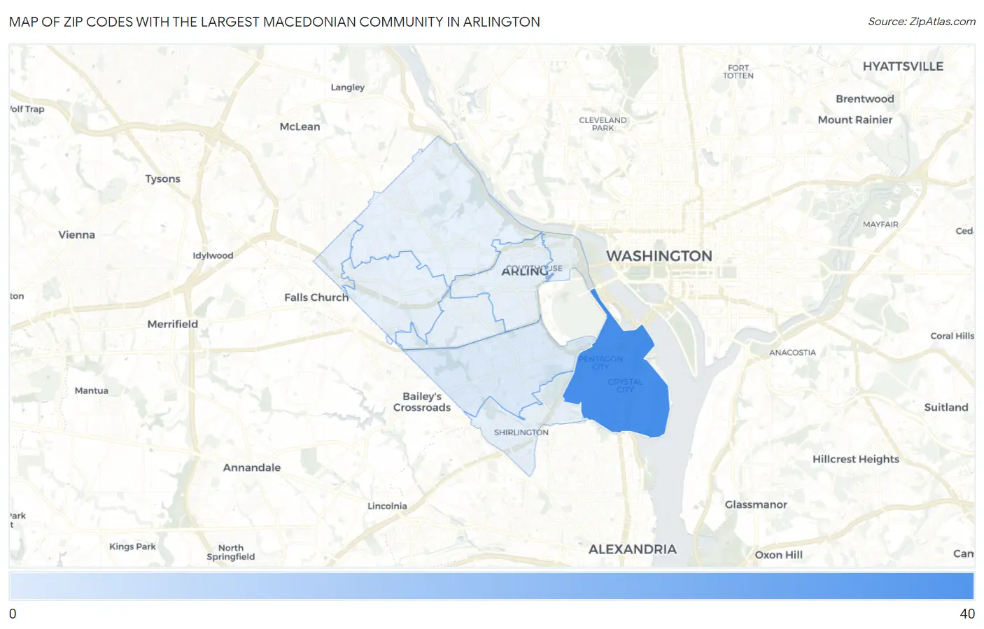 Zip Codes with the Largest Macedonian Community in Arlington Map