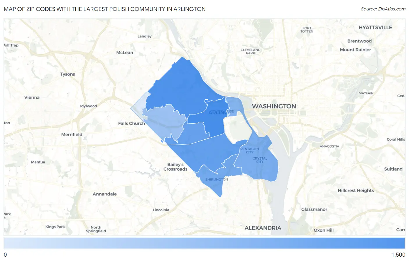 Zip Codes with the Largest Polish Community in Arlington Map