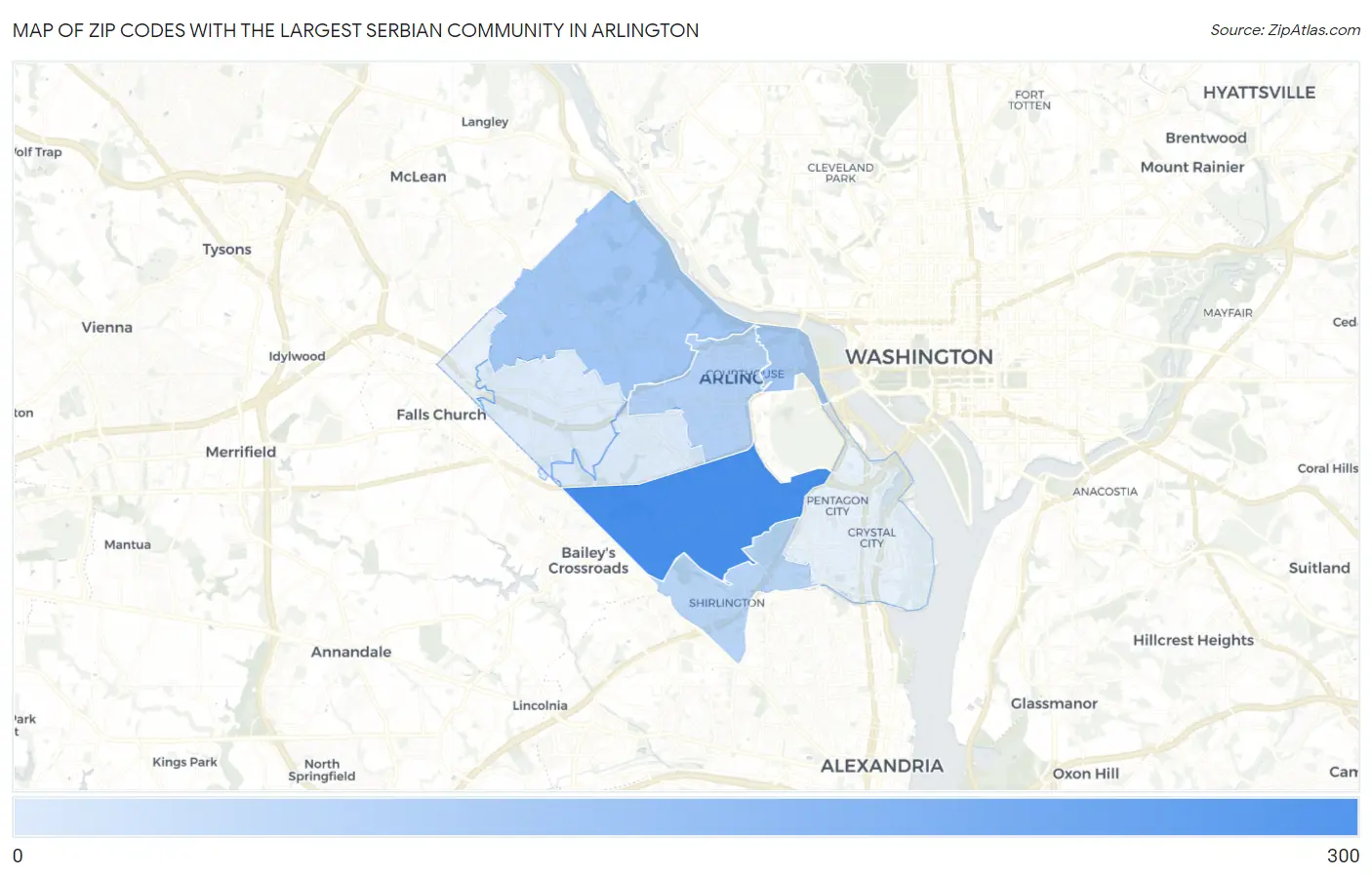 Zip Codes with the Largest Serbian Community in Arlington Map