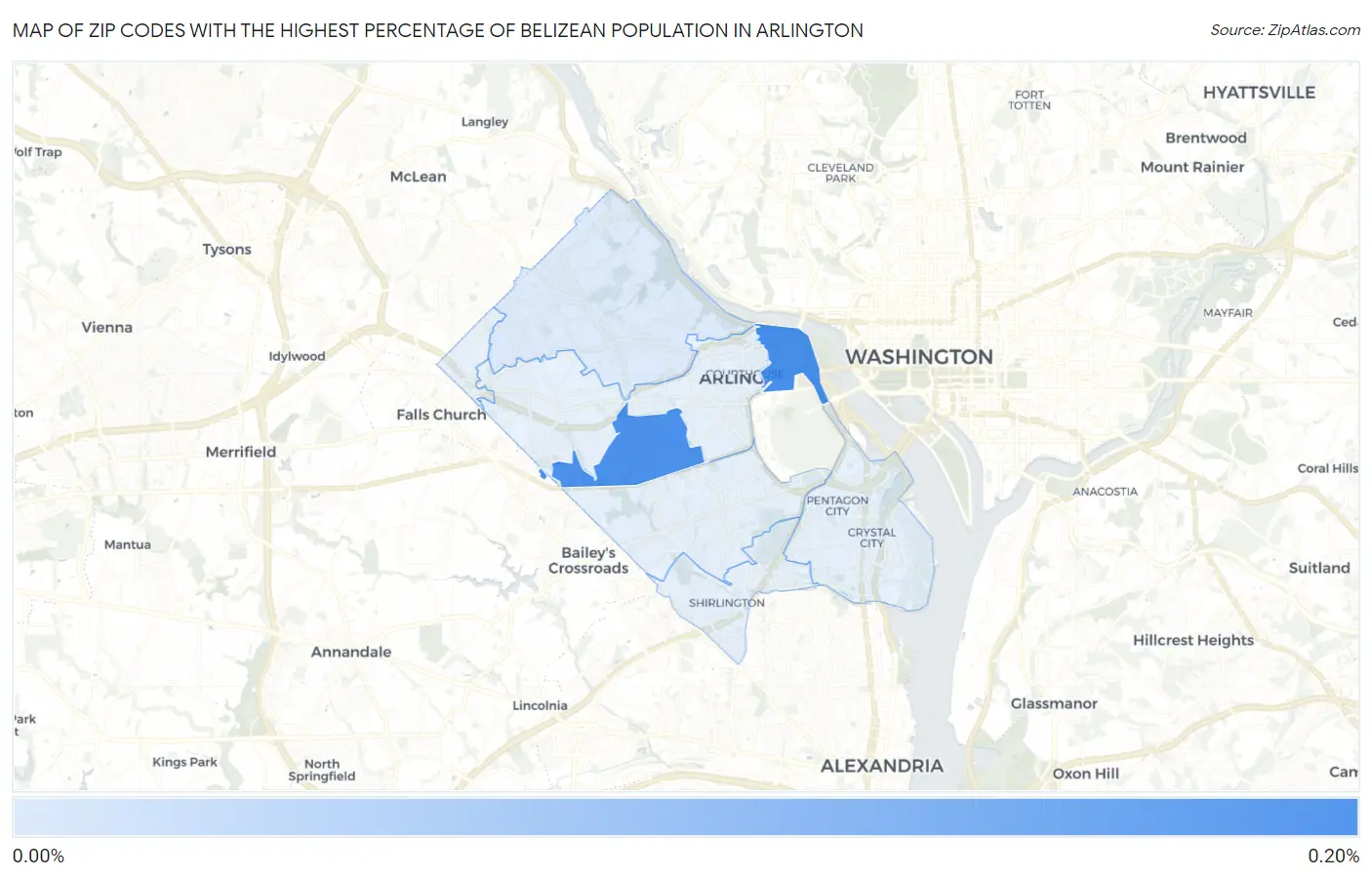 Zip Codes with the Highest Percentage of Belizean Population in Arlington Map