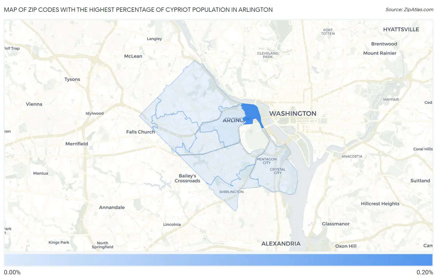 Zip Codes with the Highest Percentage of Cypriot Population in Arlington Map
