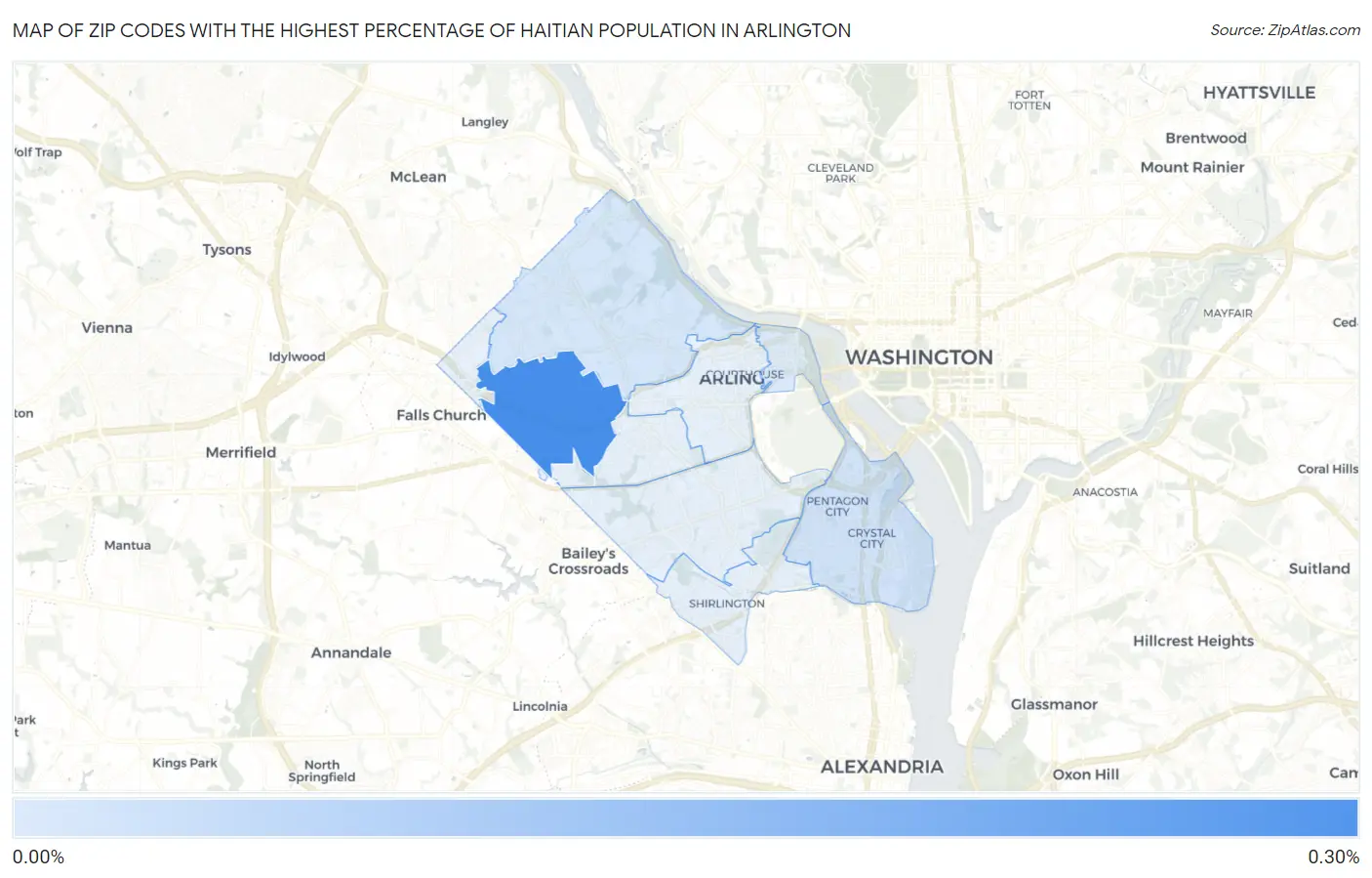 Zip Codes with the Highest Percentage of Haitian Population in Arlington Map