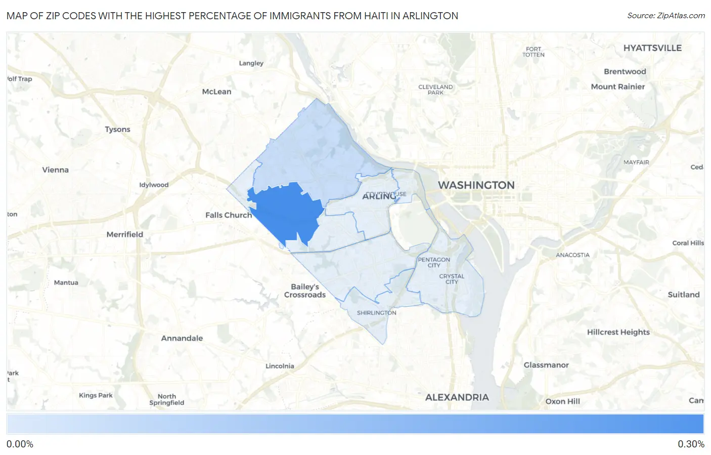 Zip Codes with the Highest Percentage of Immigrants from Haiti in Arlington Map
