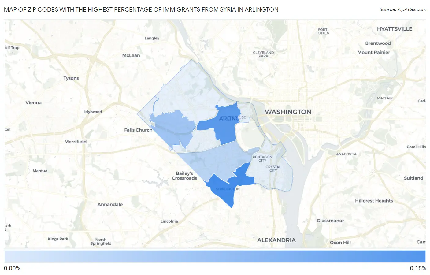 Zip Codes with the Highest Percentage of Immigrants from Syria in Arlington Map