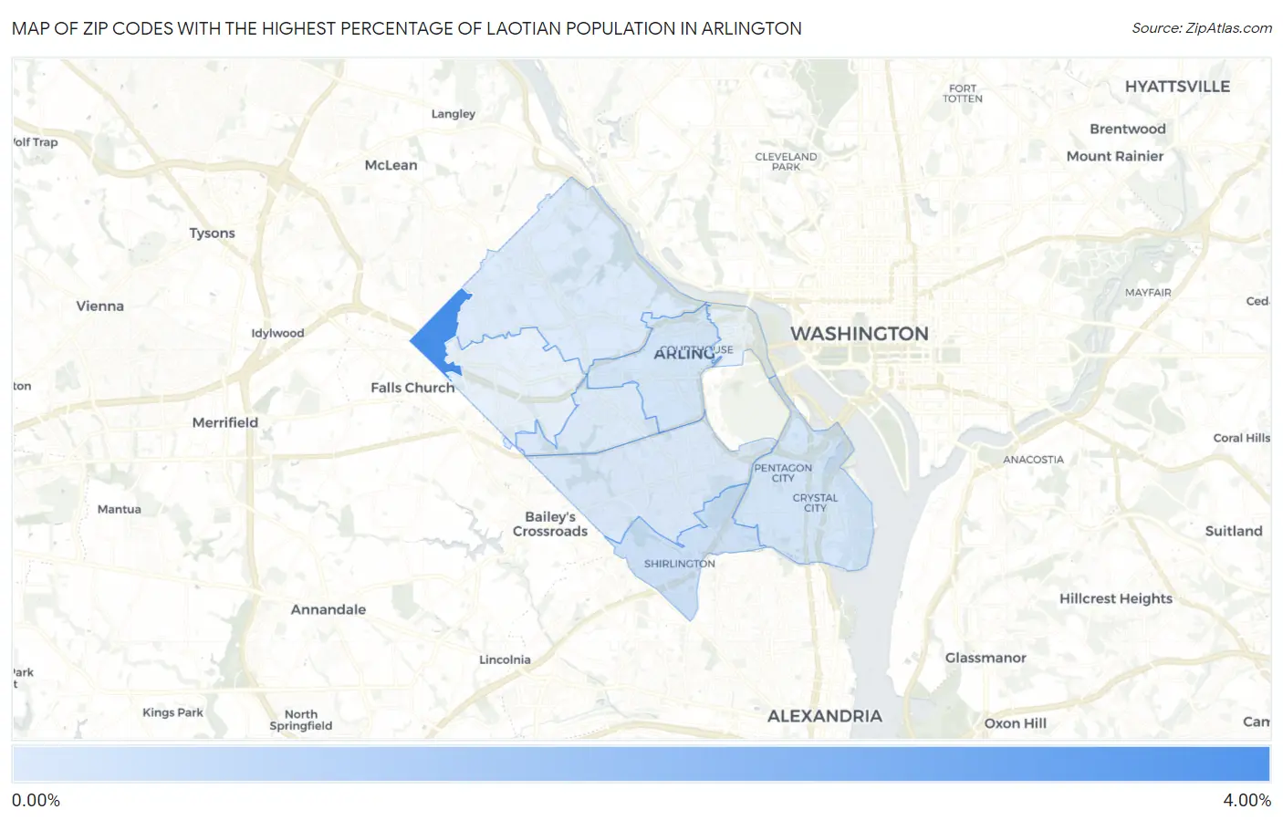 Zip Codes with the Highest Percentage of Laotian Population in Arlington Map