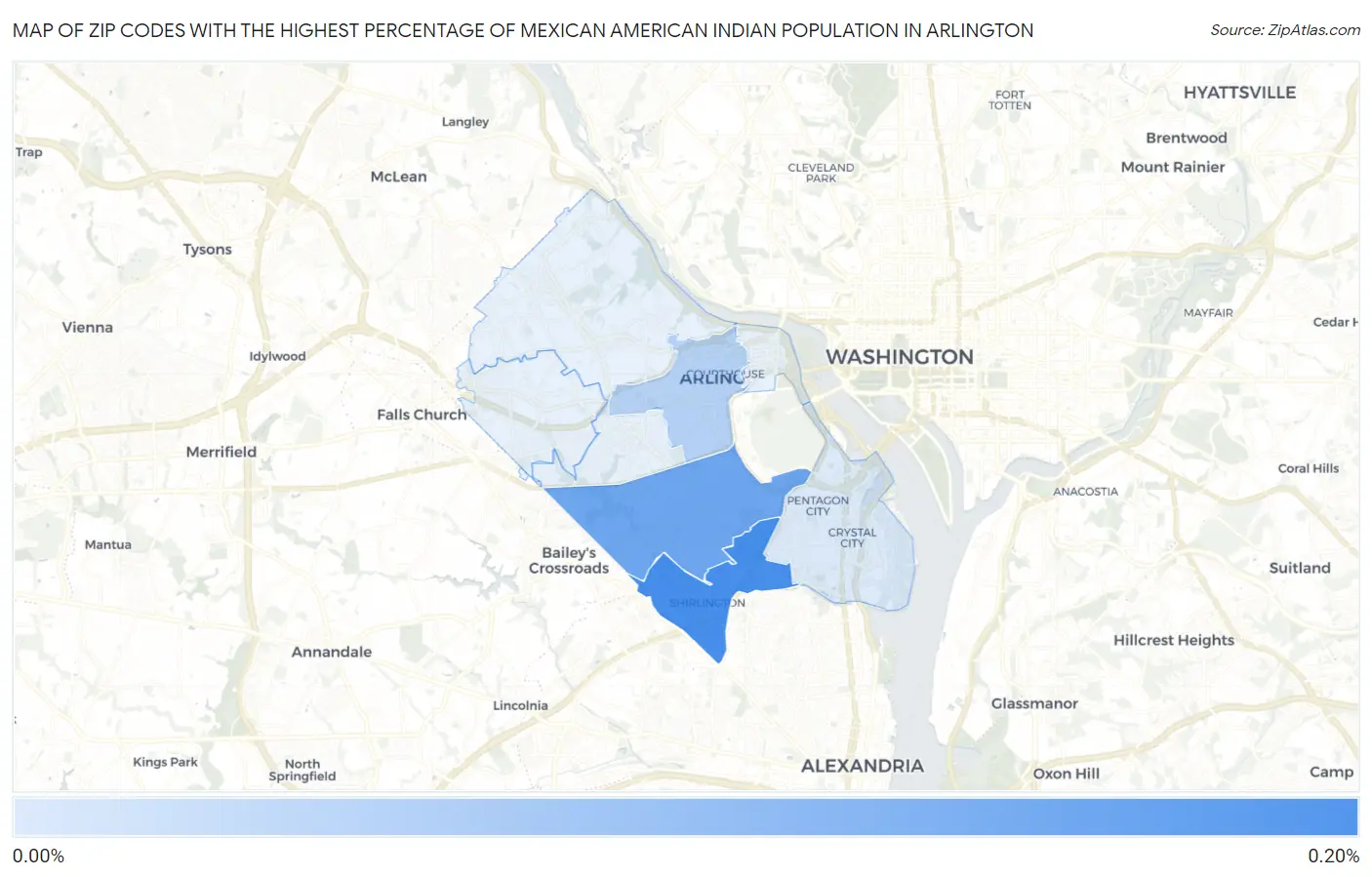 Zip Codes with the Highest Percentage of Mexican American Indian Population in Arlington Map