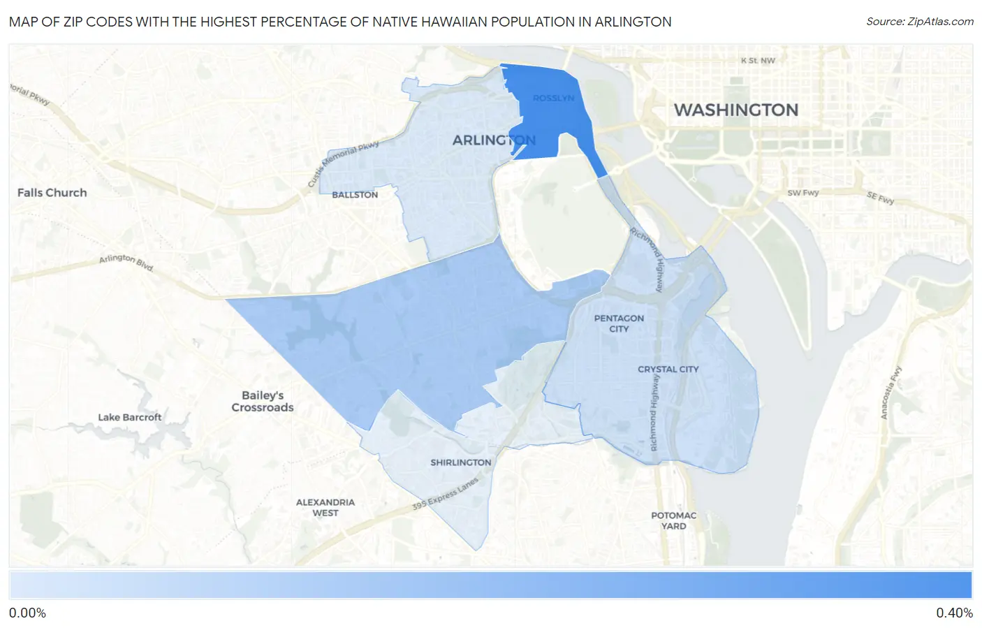 Zip Codes with the Highest Percentage of Native Hawaiian Population in Arlington Map