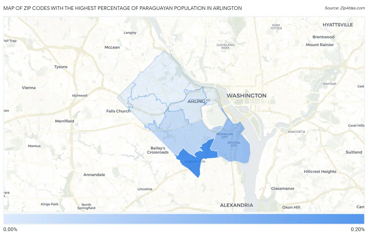 Zip Codes with the Highest Percentage of Paraguayan Population in Arlington Map