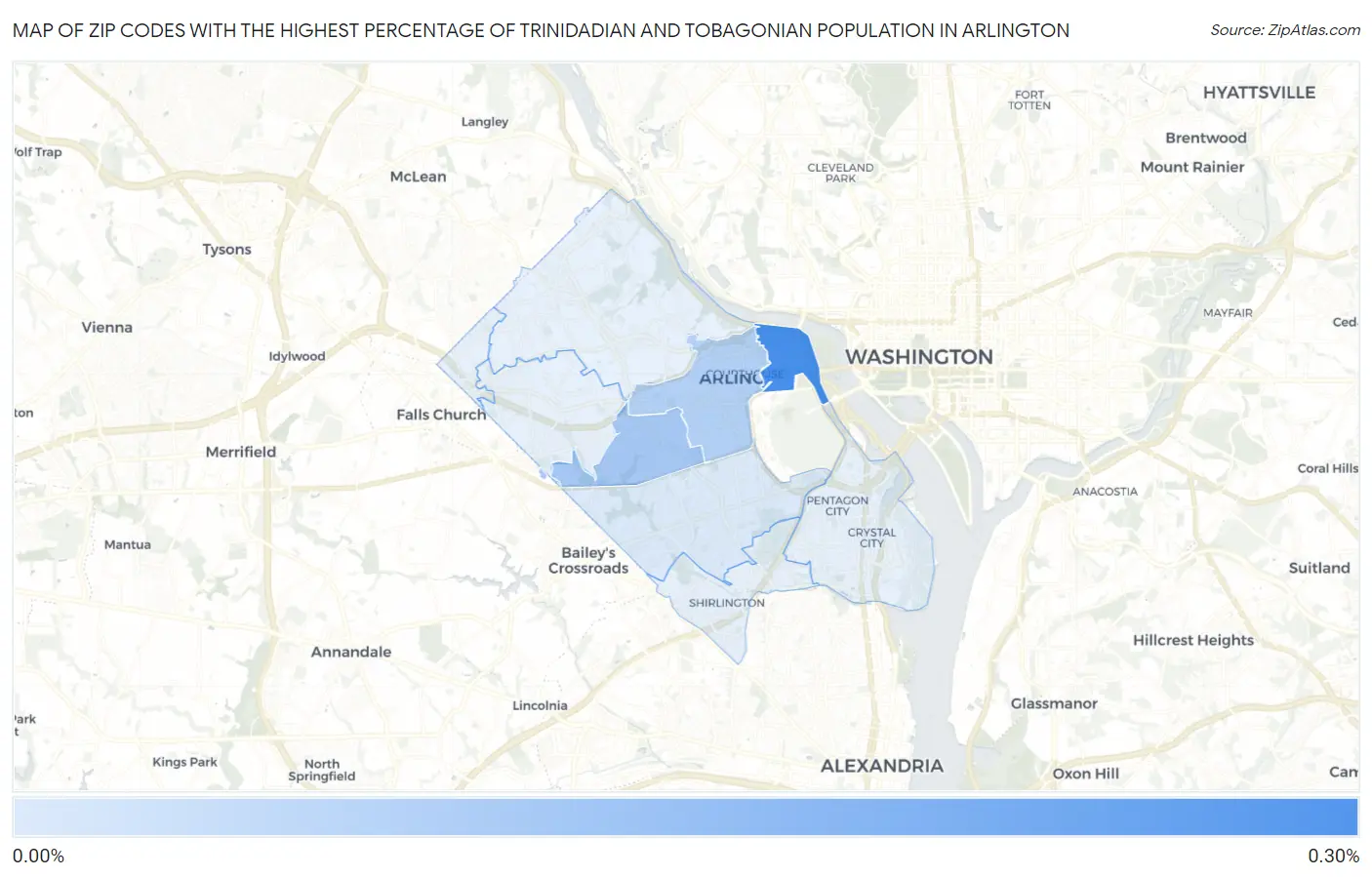 Zip Codes with the Highest Percentage of Trinidadian and Tobagonian Population in Arlington Map