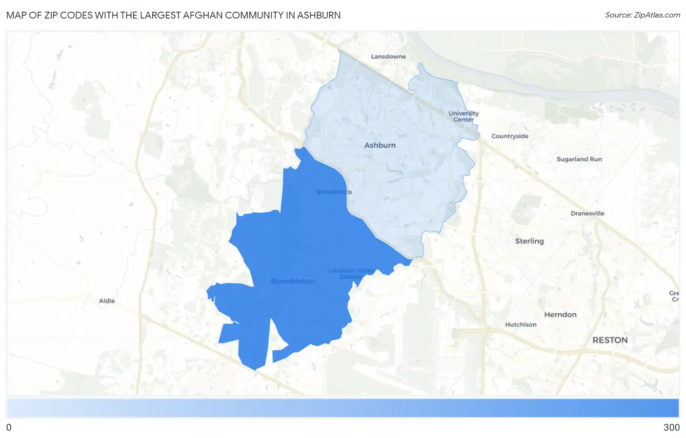 Zip Codes with the Largest Afghan Community in Ashburn Map