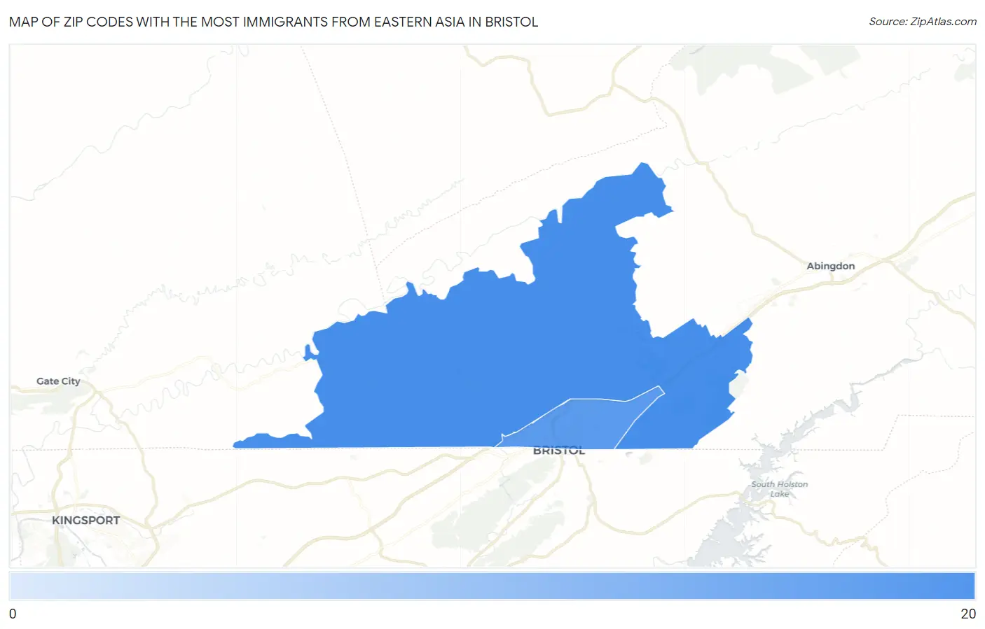 Zip Codes with the Most Immigrants from Eastern Asia in Bristol Map