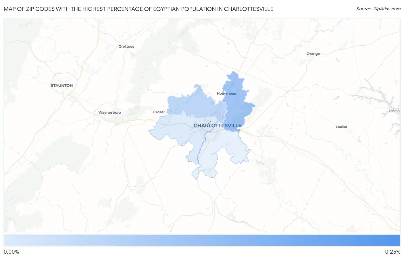 Zip Codes with the Highest Percentage of Egyptian Population in Charlottesville Map