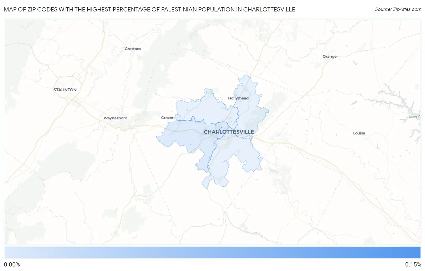 Zip Codes with the Highest Percentage of Palestinian Population in Charlottesville Map