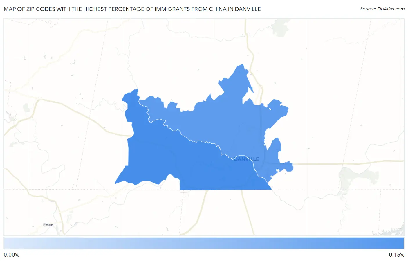 Zip Codes with the Highest Percentage of Immigrants from China in Danville Map