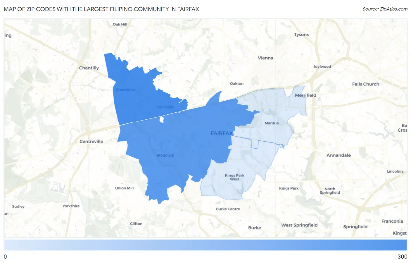 Zip Codes with the Largest Filipino Community in Fairfax Map