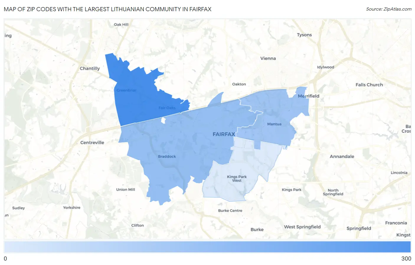 Zip Codes with the Largest Lithuanian Community in Fairfax Map