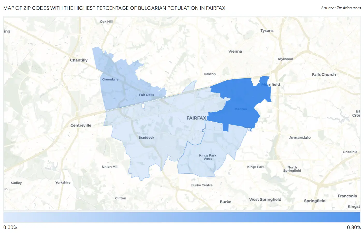 Zip Codes with the Highest Percentage of Bulgarian Population in Fairfax Map