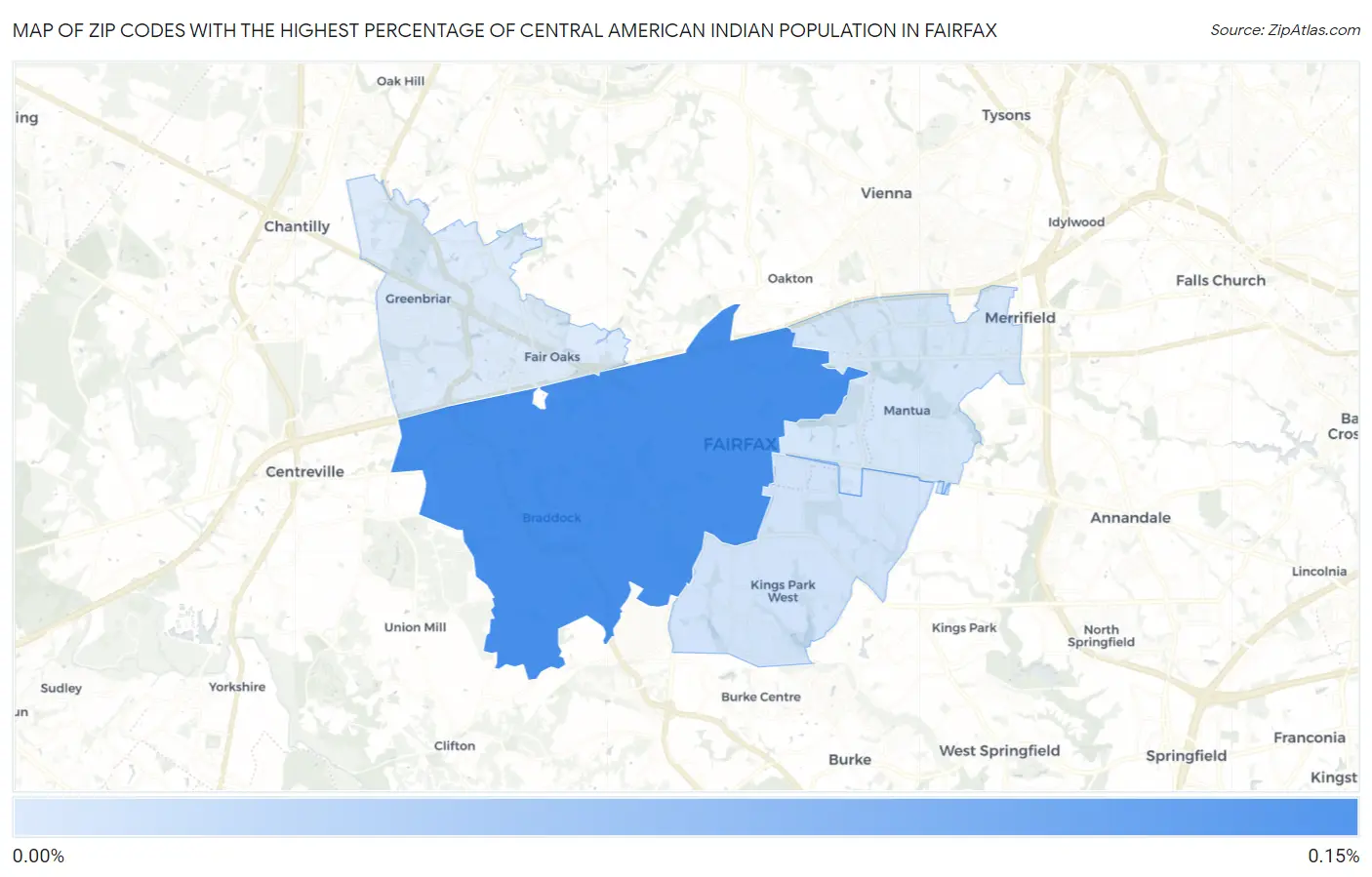 Zip Codes with the Highest Percentage of Central American Indian Population in Fairfax Map
